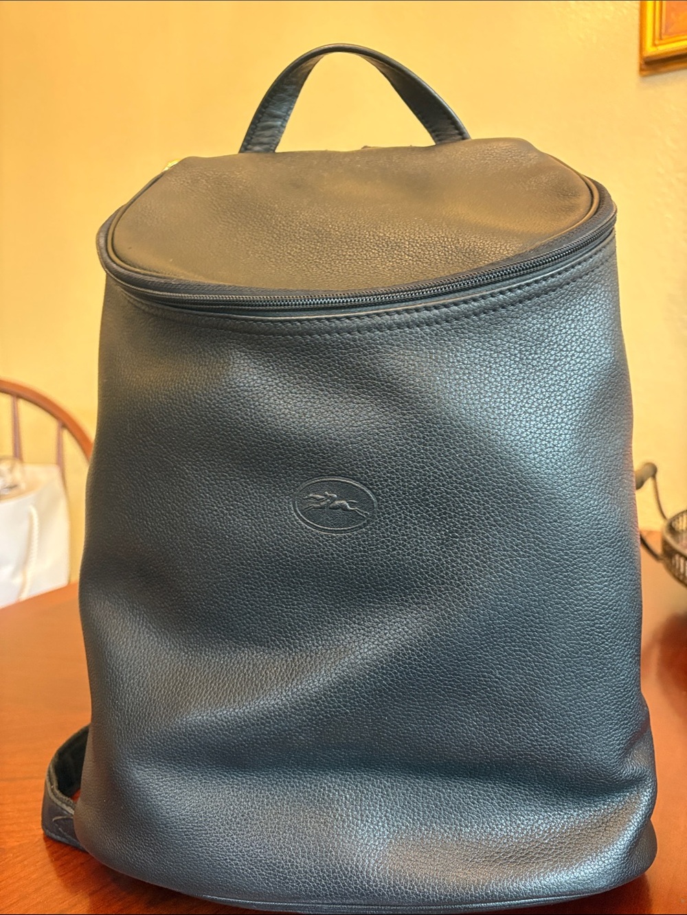 Longchamp Black Leather Backpack